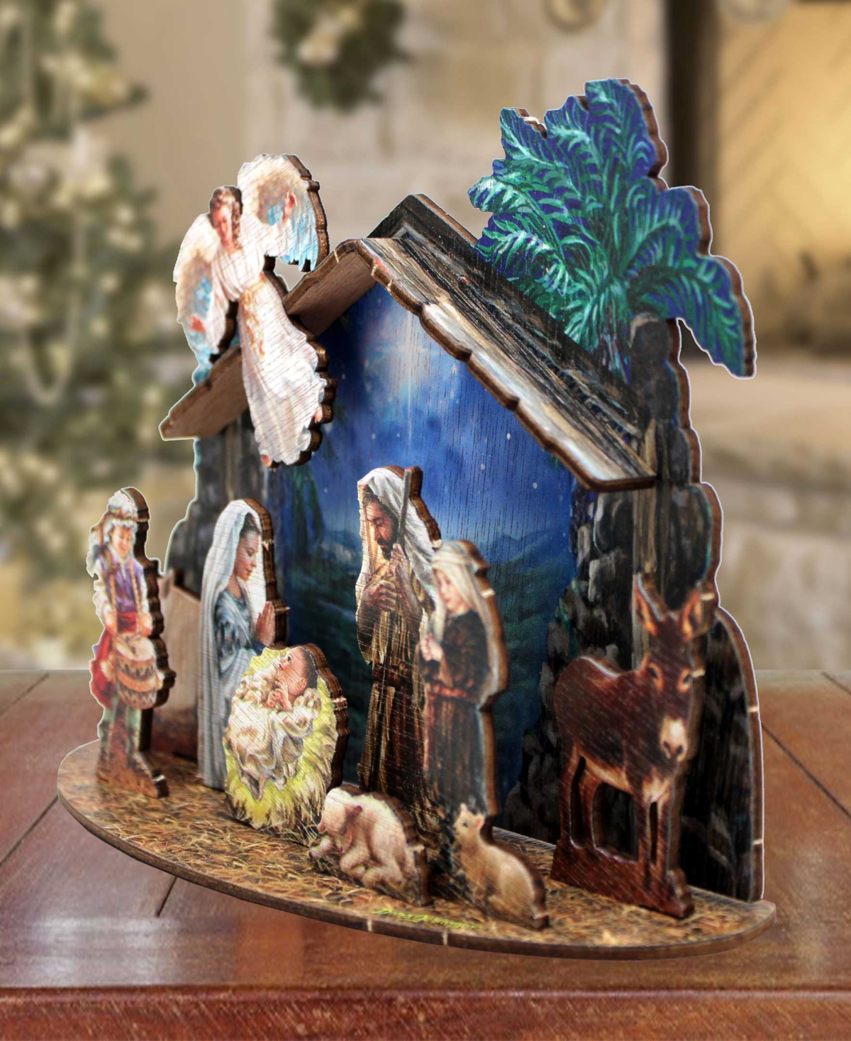 Designocracy Nativity With Angel Village 12" Christmas Nativity Mantel Decor G. Debrekht In Multi Color
