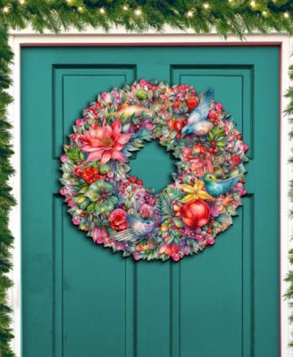Holiday Wooden Door Decor Wall Decor Summer Blooms Wreath G. DeBrekht