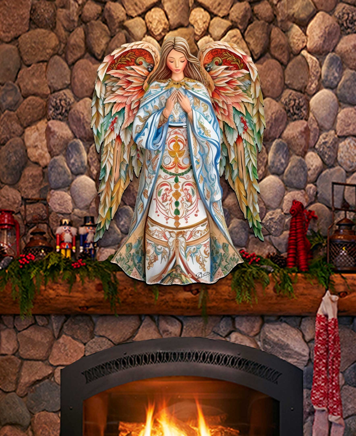 Elegant Angel of Hope Christmas Wooden Door Decor Door Hanger G. DeBrekht - Multi Color