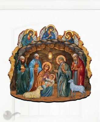 Orthodox Nativity Scene Christmas Wooden Door Hanger Door Decor G. DeBrekht