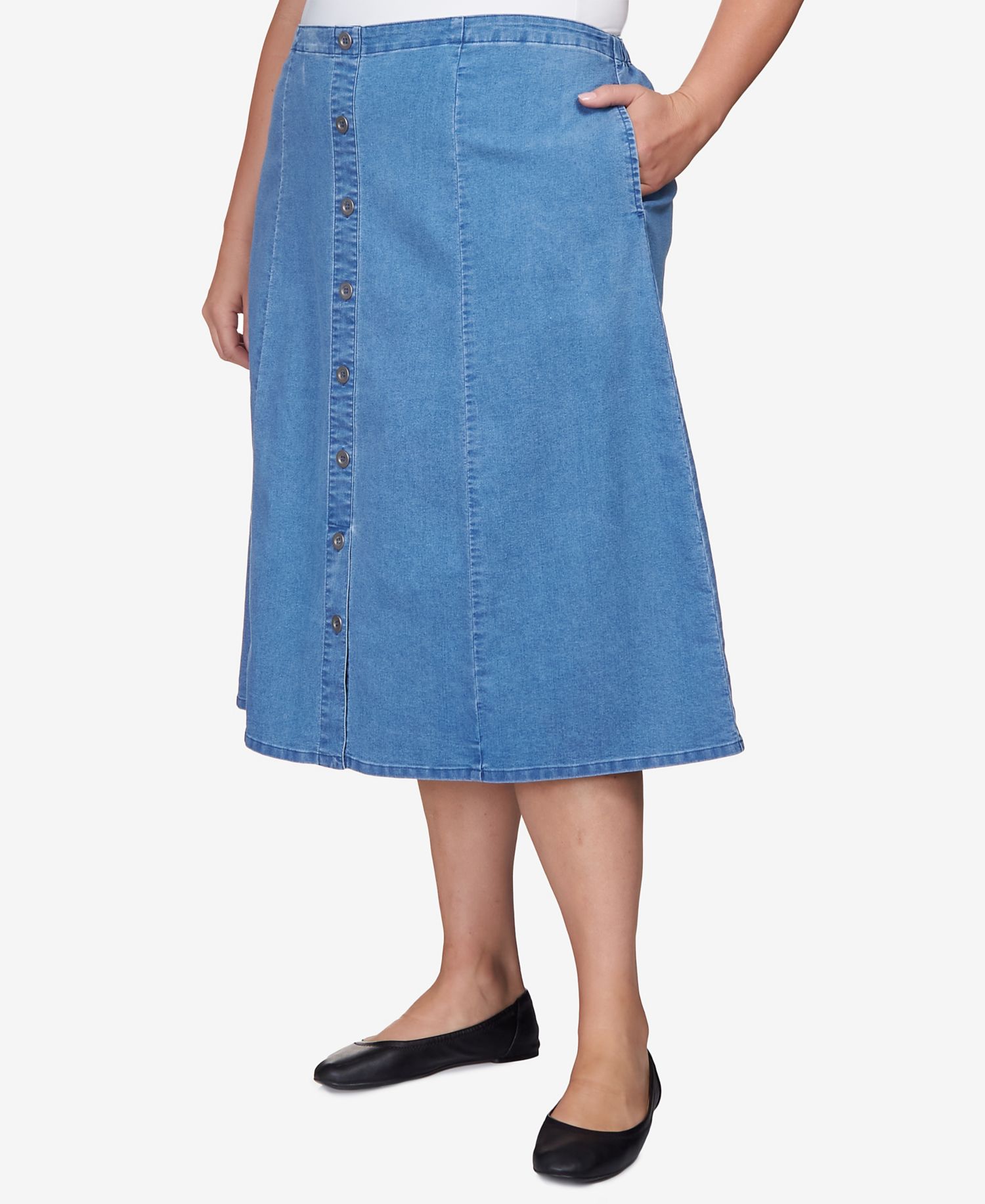 Plus Size Paneled Denim Skirt