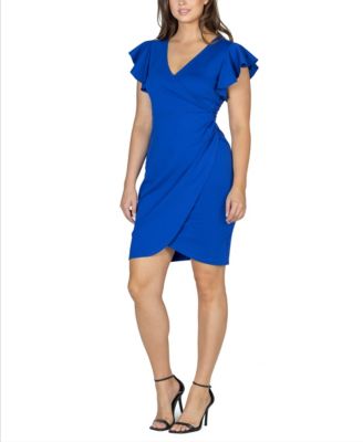 Women's V-neck Ruffle Sleeve Knee Length Dress