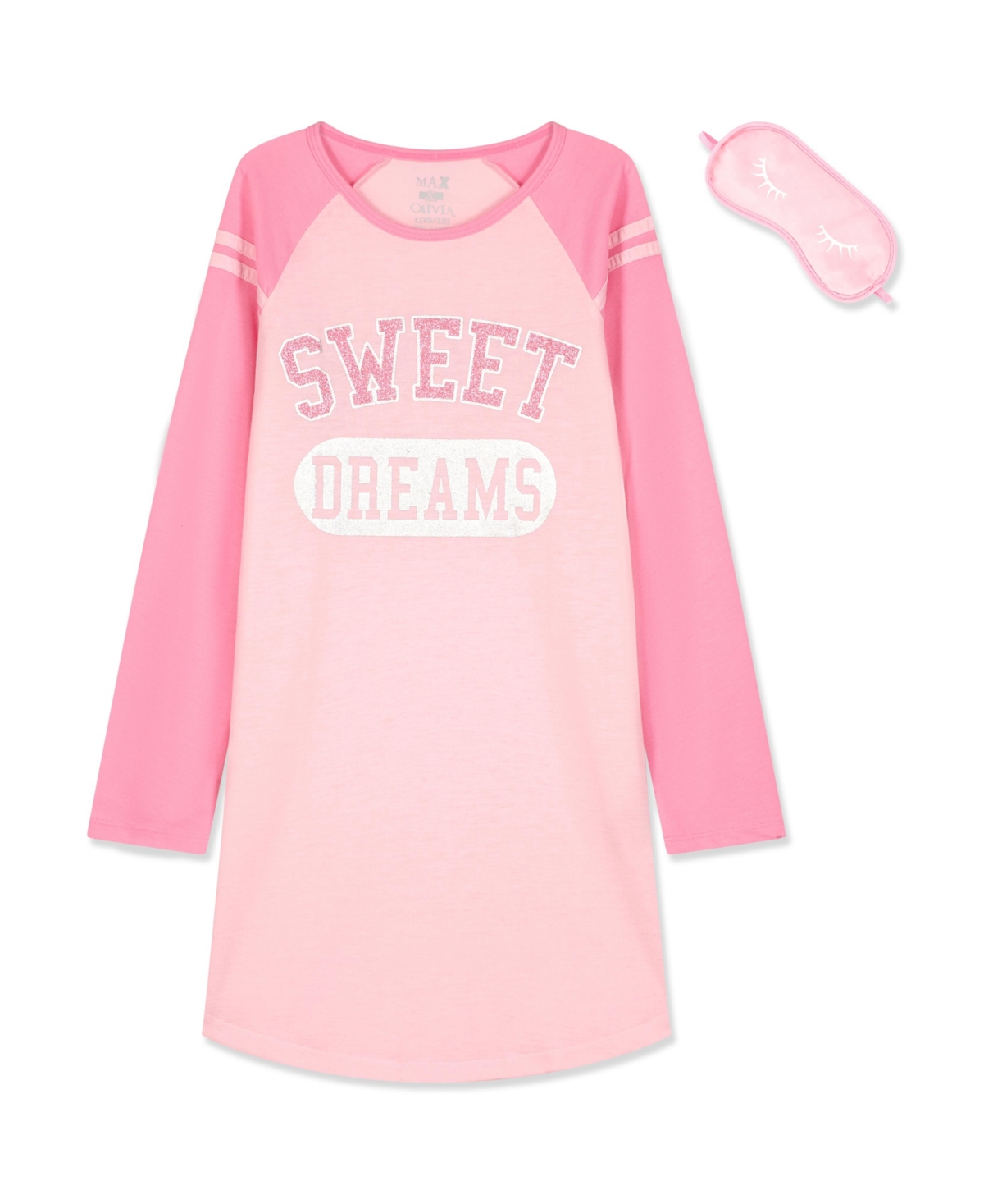 Max & Olivia Kids' Big Girls Sleepshirt With Sleep Mask Set In Pink