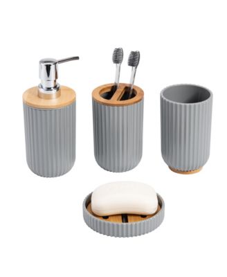 4pc Ribbed Bath Accessory Set - Macy's