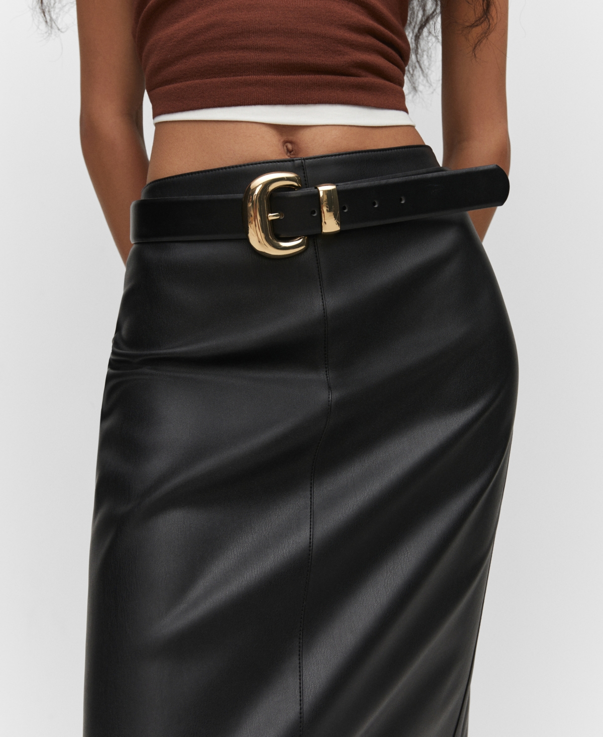 Mango Women's Faux-Leather Pencil Skirt