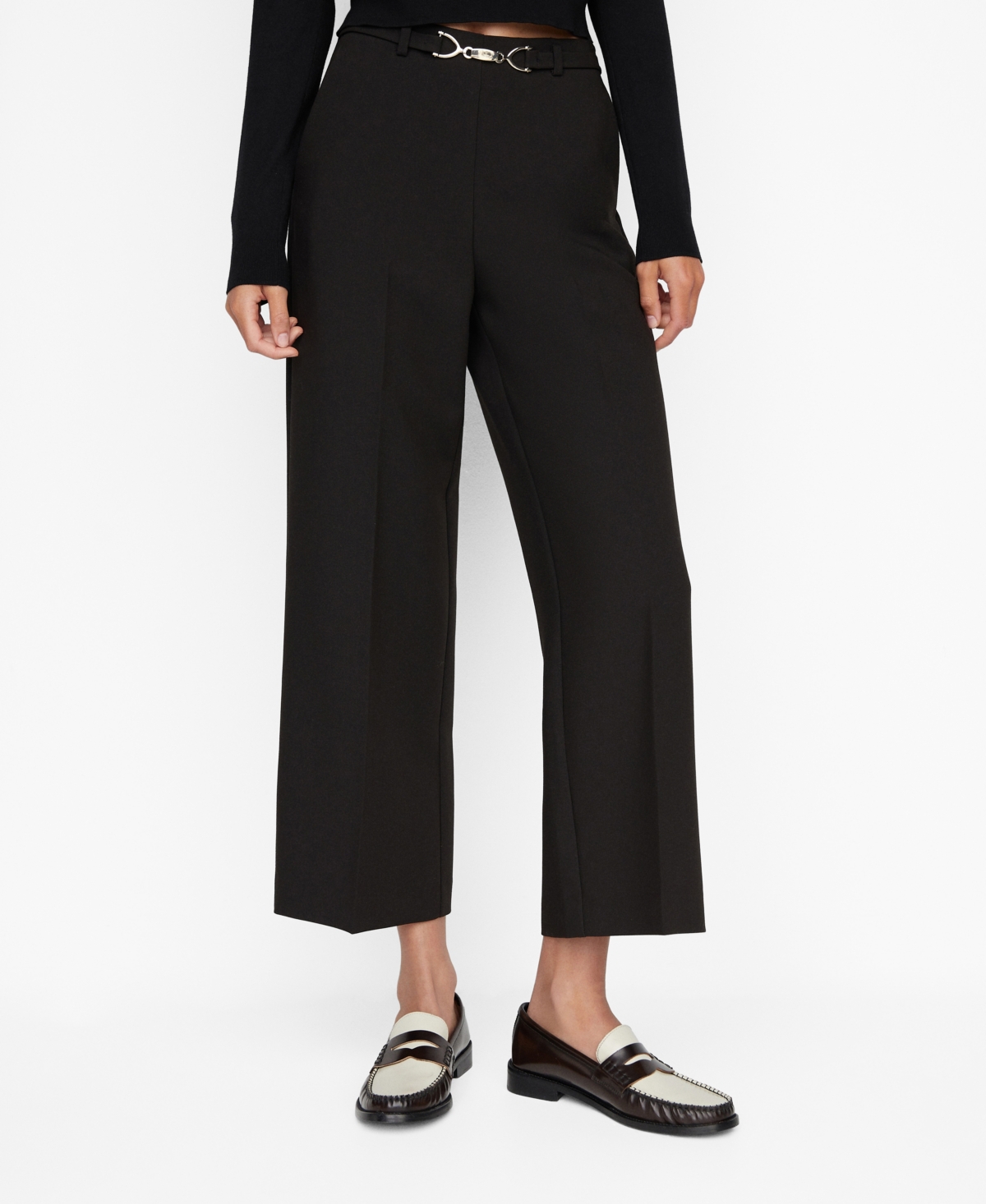 Mango Women's Belt Culottes Trousers - Medium Brown