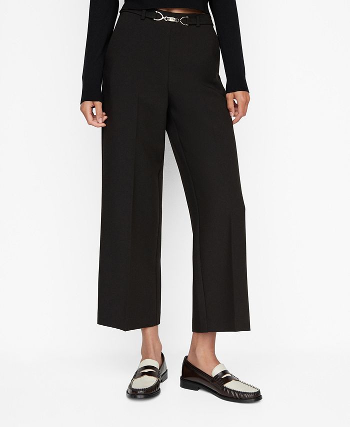 MANGO Women's Belt Culottes Trousers - Macy's
