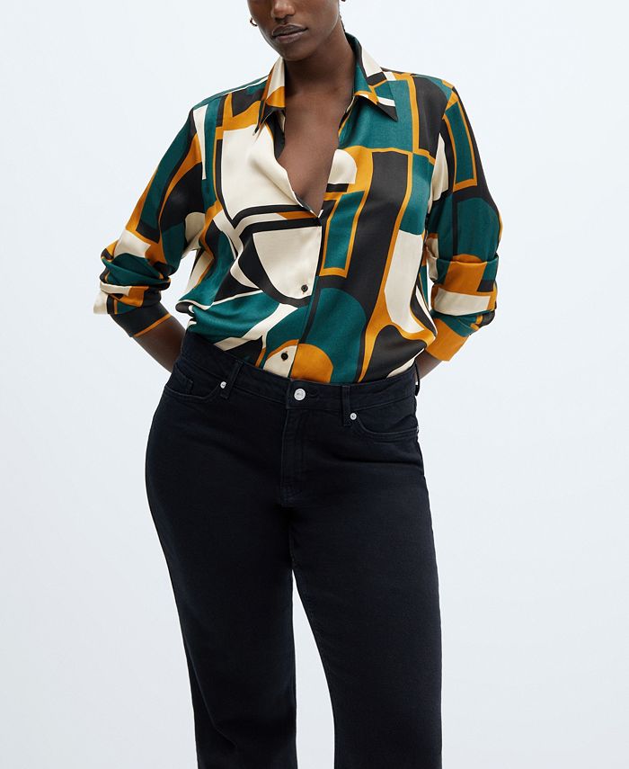 Megan | Women's Circular Line Pattern Print Casual Shirt
