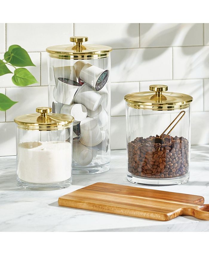 mDesign Kitchen Airtight Apothecary Acrylic Canister, Set of 3, Clear