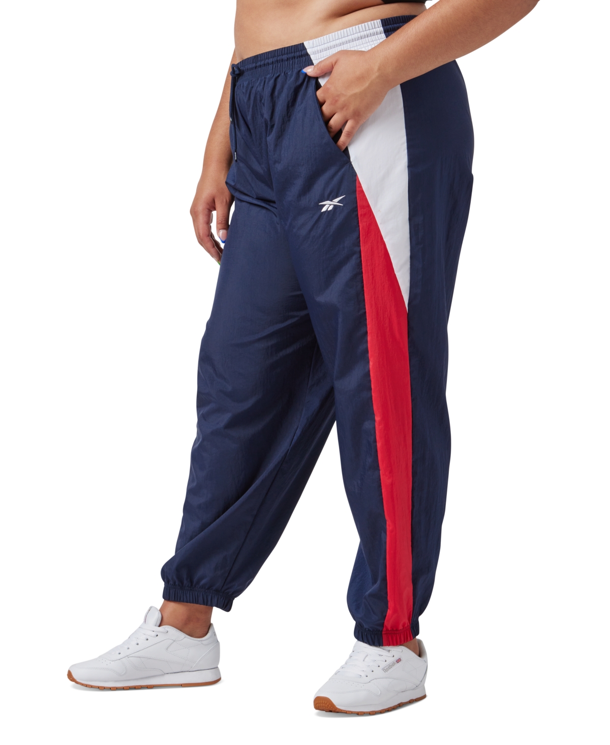 Plus Size Pull-On Logo Woven Track Pants - Blue Slate