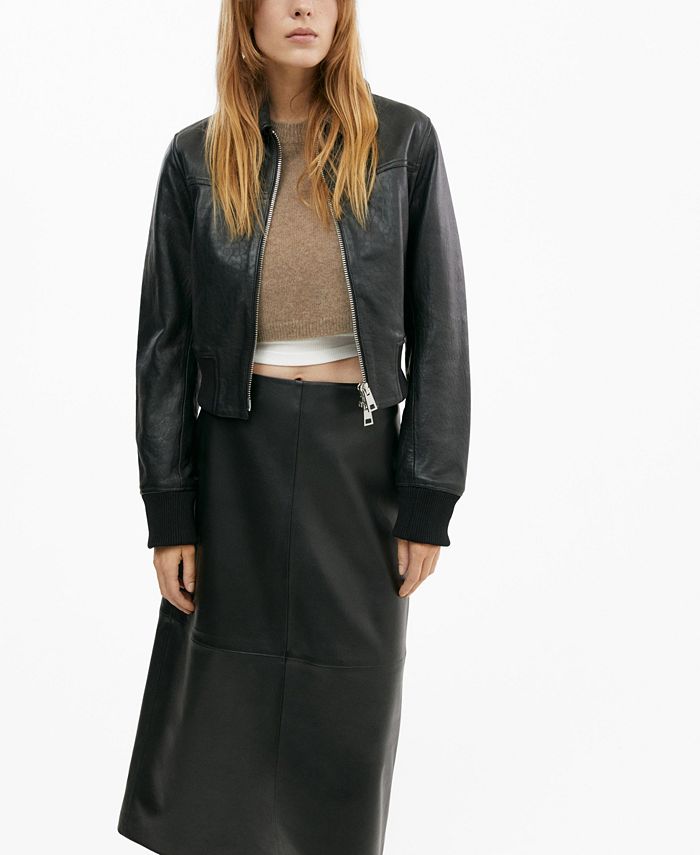 Women's mango leather skirt hotsell