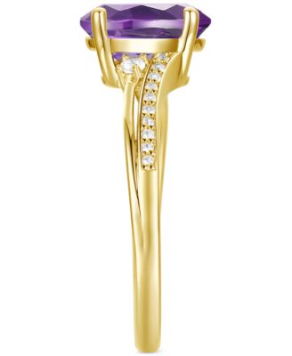 Amethyst (1-1/2 ct. t.w.) & Lab-Grown White Sapphire (1/8 ct. t.w.) Swirl Ring in 14k Gold-Plated Sterling Silver (Also in Additional Gemstones)