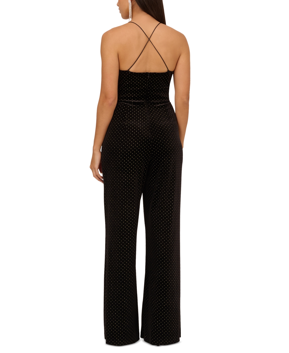Shop Aidan Mattox Women's Embellished Velvet Jumpsuit In Black