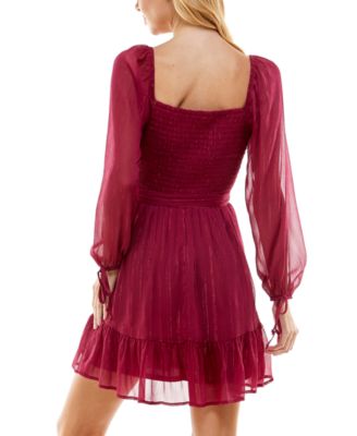 Juniors' Flounce-Hem Fit & Flare Dress