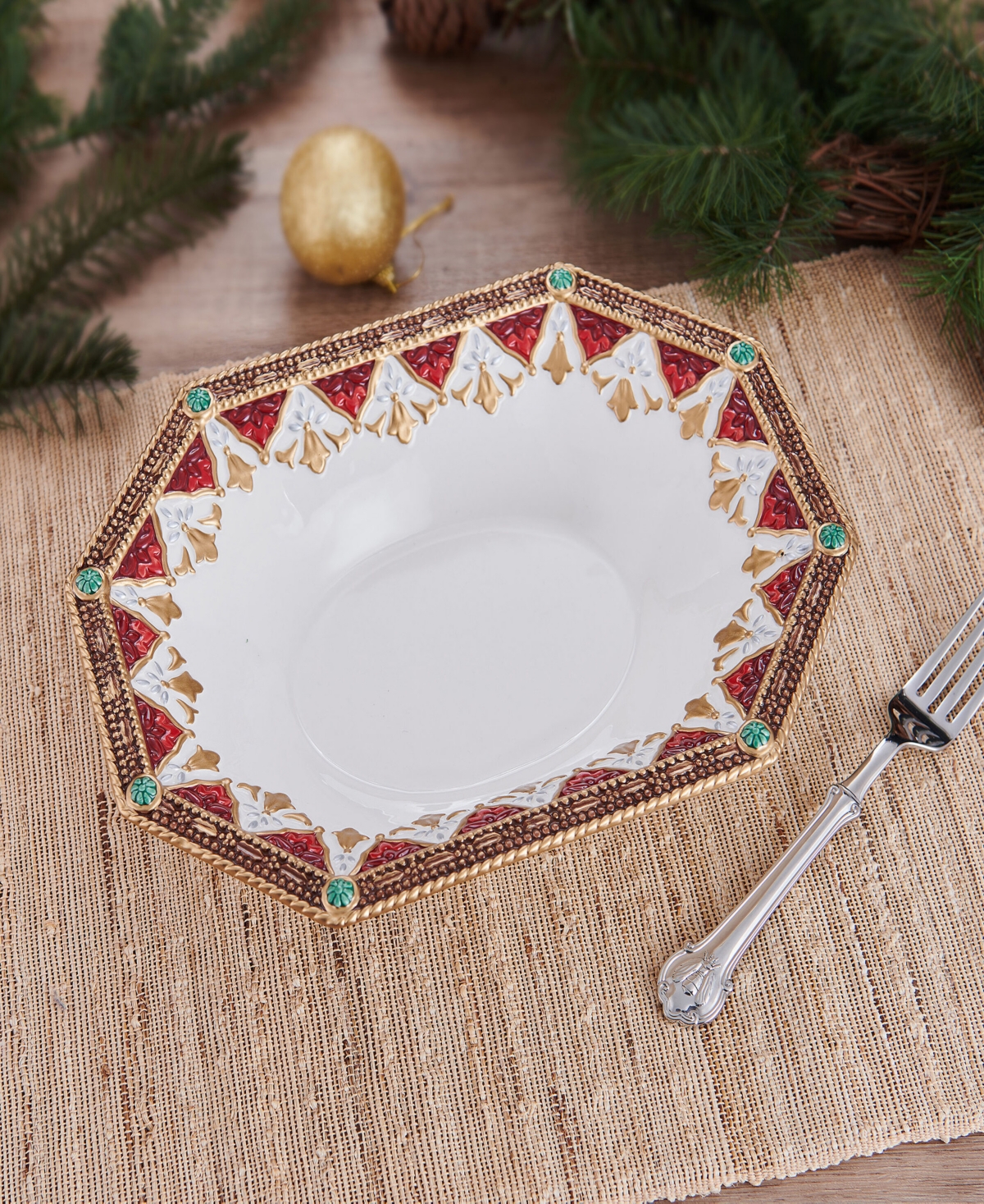 Fitz and Floyd Noel Holiday Large Serving Bowl, 11.5-in