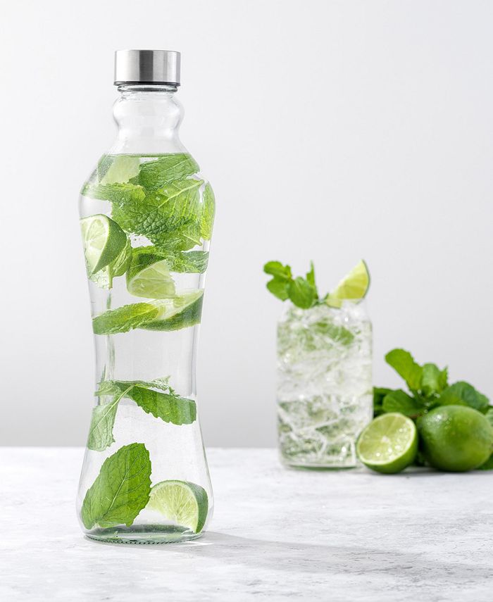 JoyJolt Spring Glass Water Bottles with Stainless Steel Cap, Set of 2 ...