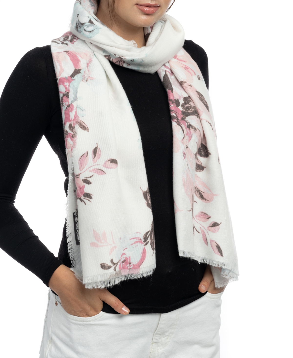 Vince Camuto Fall Blooms Super Soft Scarf In Ivory