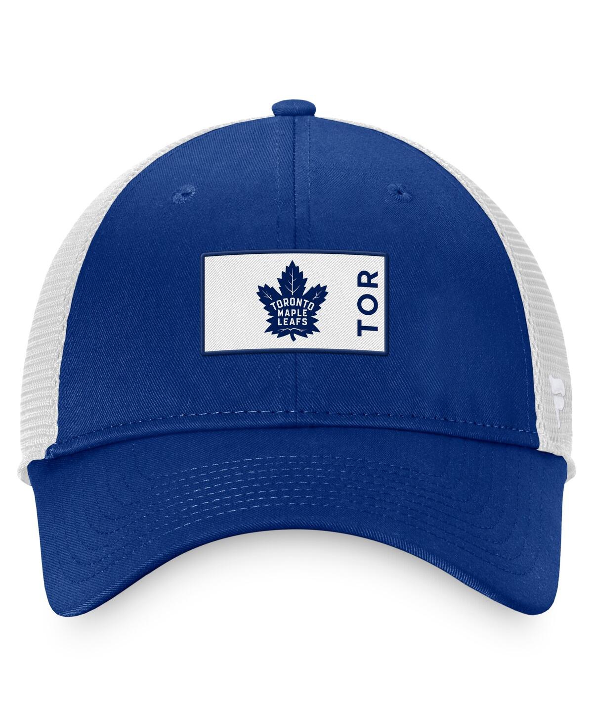 Shop Fanatics Men's  Blue Toronto Maple Leafs Authentic Pro Rink Trucker Snapback Hat