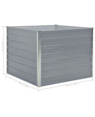 Raised Garden Bed 39.4"x39.4"x30.3" Galvanized Steel Gray
