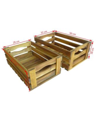 Apple Crate Set 2 Pieces Solid Acacia Wood