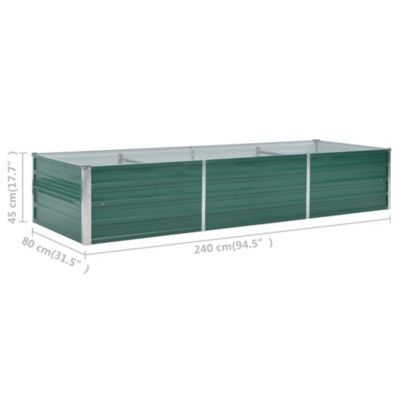 Raised Bed Green Galvanized Steel 94.5 x 31.5 x 17.7 in Planters