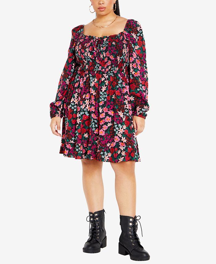 City Chic Trendy Plus Size Gretha Print Midi Dress - Macy's