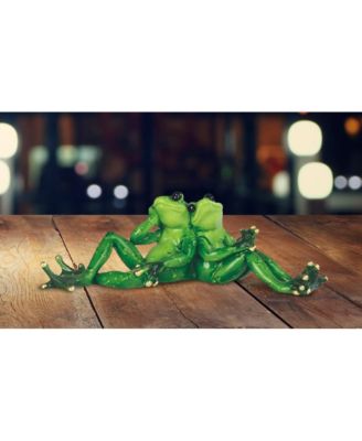 9"W Happy Frog Couple Leaning Back to Back Statue Fantasy Animal Decoration Figurine Home Decor Perfect Gift for House Warming, Holidays and Birthdays