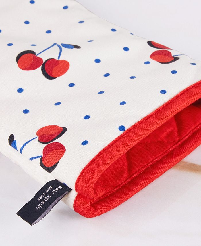 Kate Spade New York Cherry Dot Kitchen Towel, Oven Mitt & Pot Holder 4-Pack  Set, 17 x 28, 7 x 13, 7 x 10, White/Red/Blue