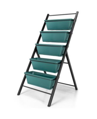 5-tier Vertical Garden Planter Box Elevated Raised Bed with 5 Container