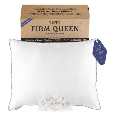 FluffCo Down & Feather Pillow - Standard - Firm - White