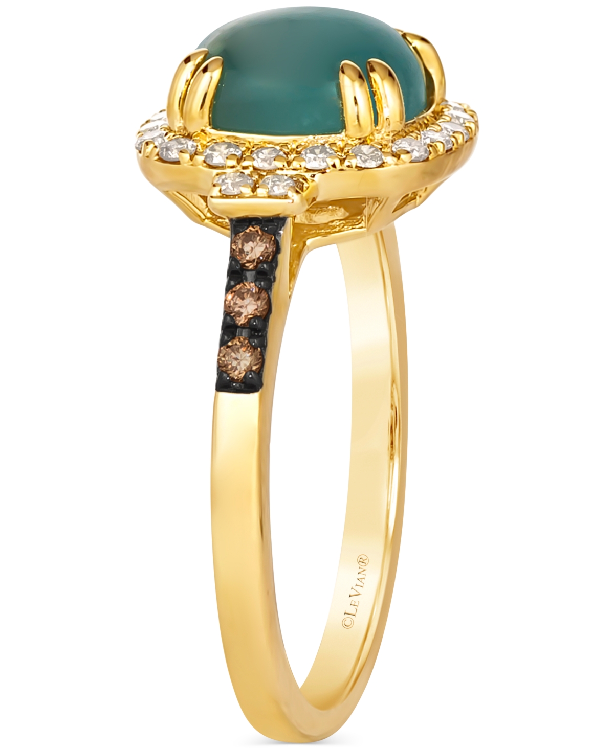 Le Vian Peacock Aquaprase (1-7/8 Ct. T.w.) & Diamond (1/3 Ct. T.w.) Cushion Halo Ring In 14k Gold In 14k Honey Gold Ring