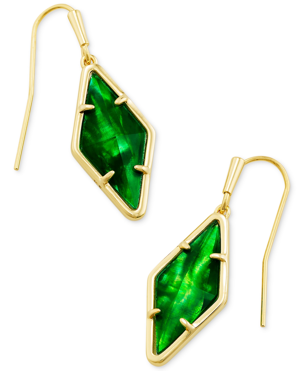 14k Gold-Plated Mother-of-Pearl Diamond-Shape Drop Earrings - GOLD KELLY GREEN ILLUSION