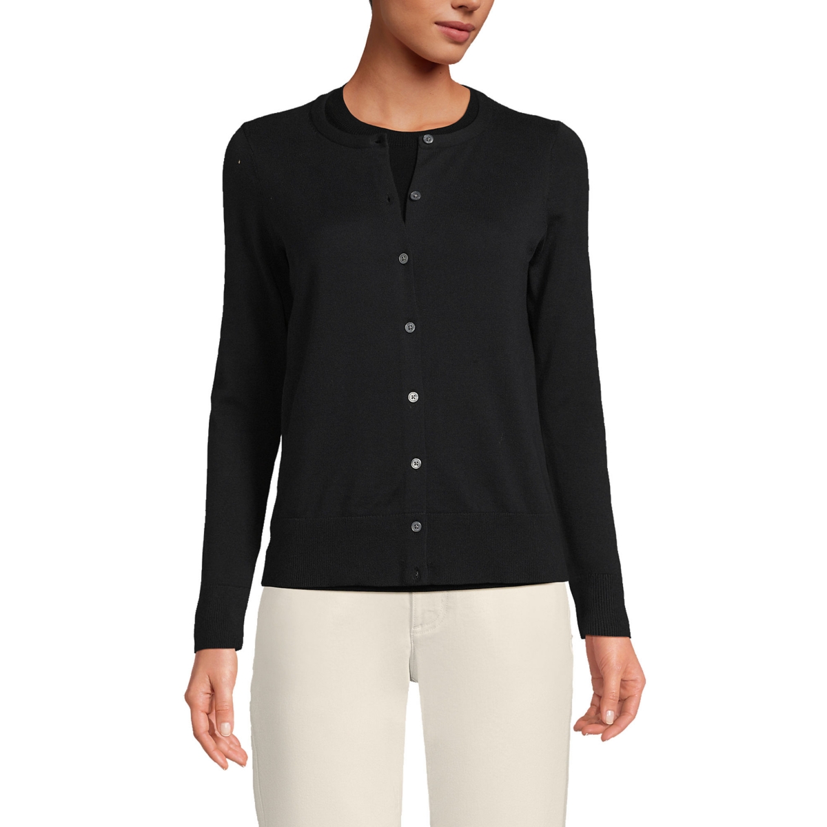 Women's Tall Fine Gauge Cotton Cardigan Sweater - Rich ginger/fresh ivory