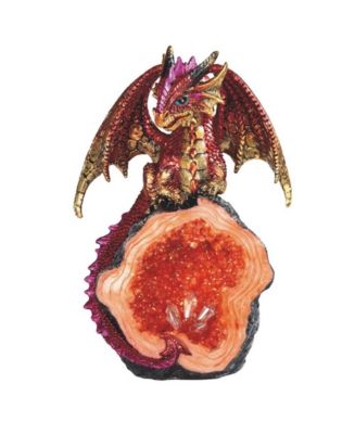 FC Design 8"H Red Volcano Dragon Guarding Faux Crystal Cave Statue ...