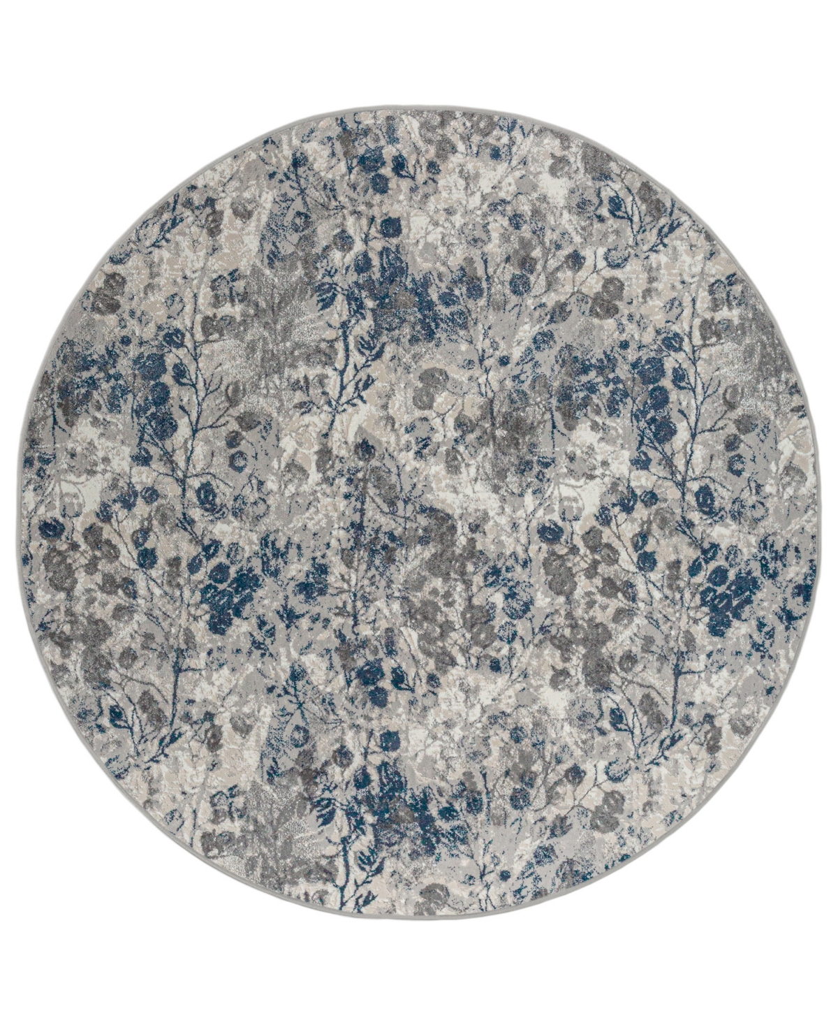 Km Home Teola 1242 7'10in x 7'10in Round Area Rug - Blue