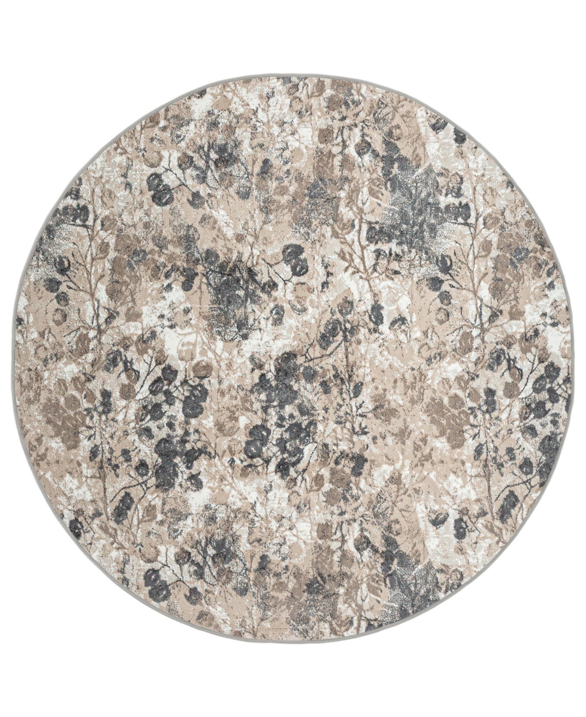 Km Home Teola 1242 7'10in x 7'10in Round Area Rug - Gray