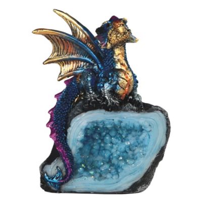FC Design 4"H Colorful Dragon Guarding Blue Faux Crystal Cave Statue ...