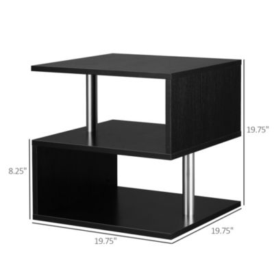 20" Chic Designer S-Shaped Multi-Level Accent End Table Shelf,