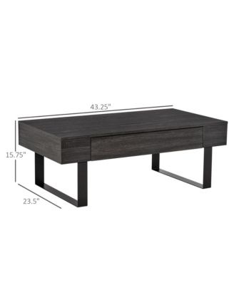 Industrial Table w/Storage Drawer & Solid Metal Frame, Dark