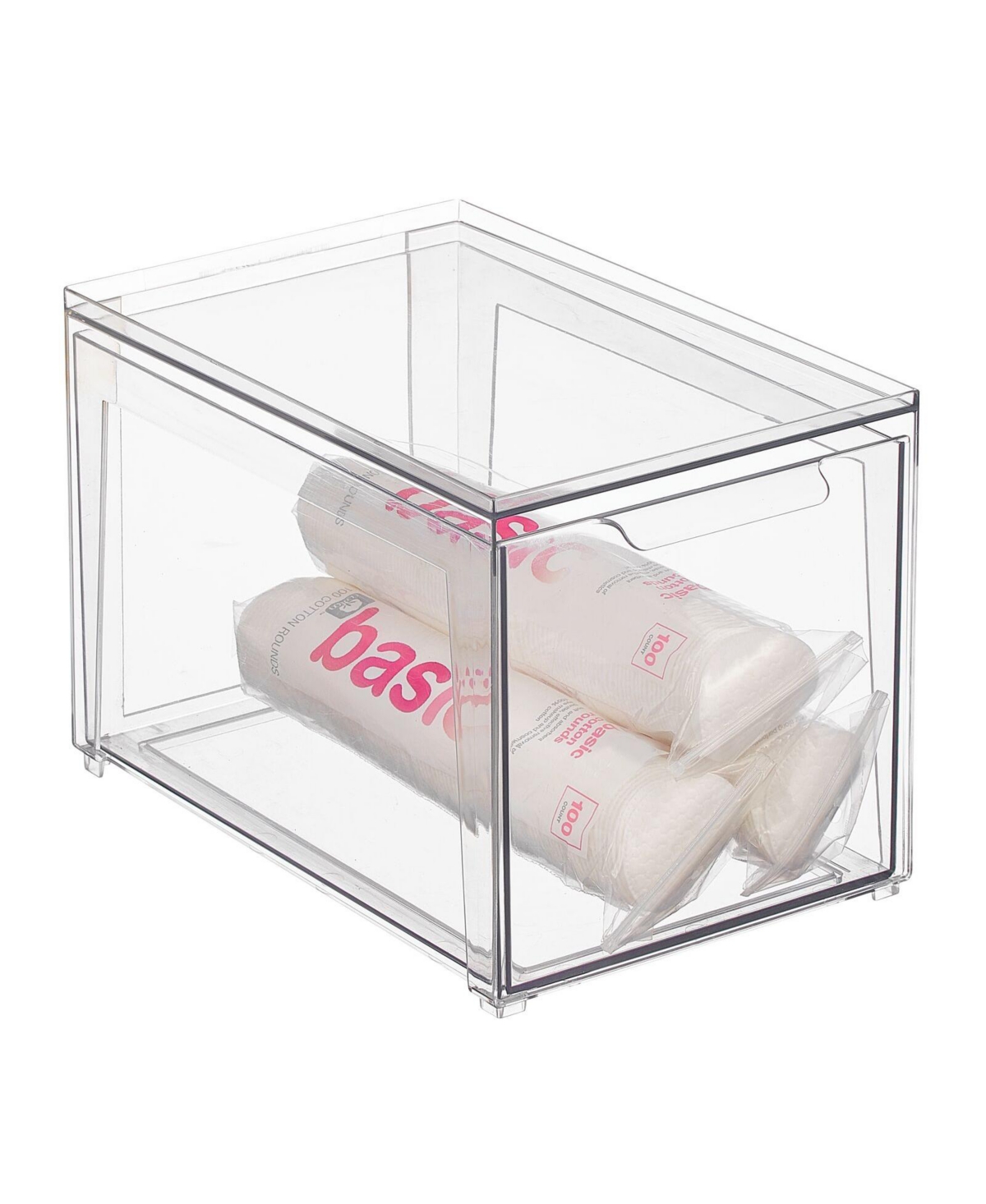 Plastic Stackable Bathroom Vanity Storage Organizer with Drawer - Clear - Clear