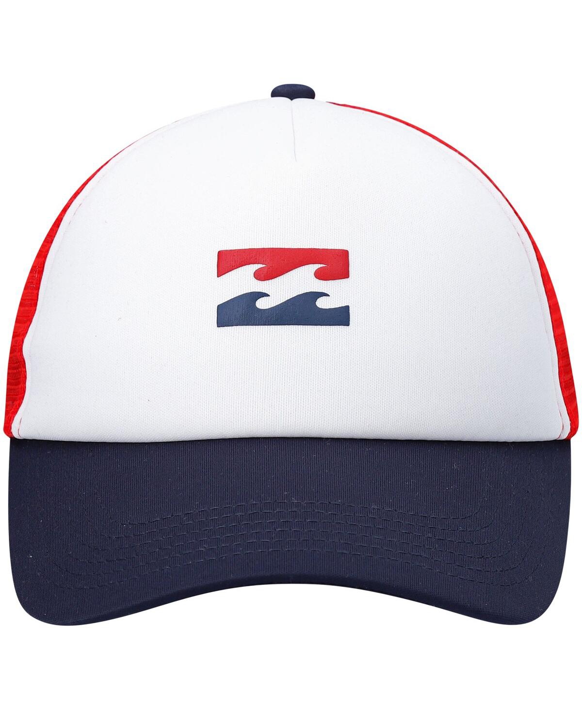 Shop Billabong Men's  White, Navy Podium Foam Front Trucker Snapback Hat In White,navy