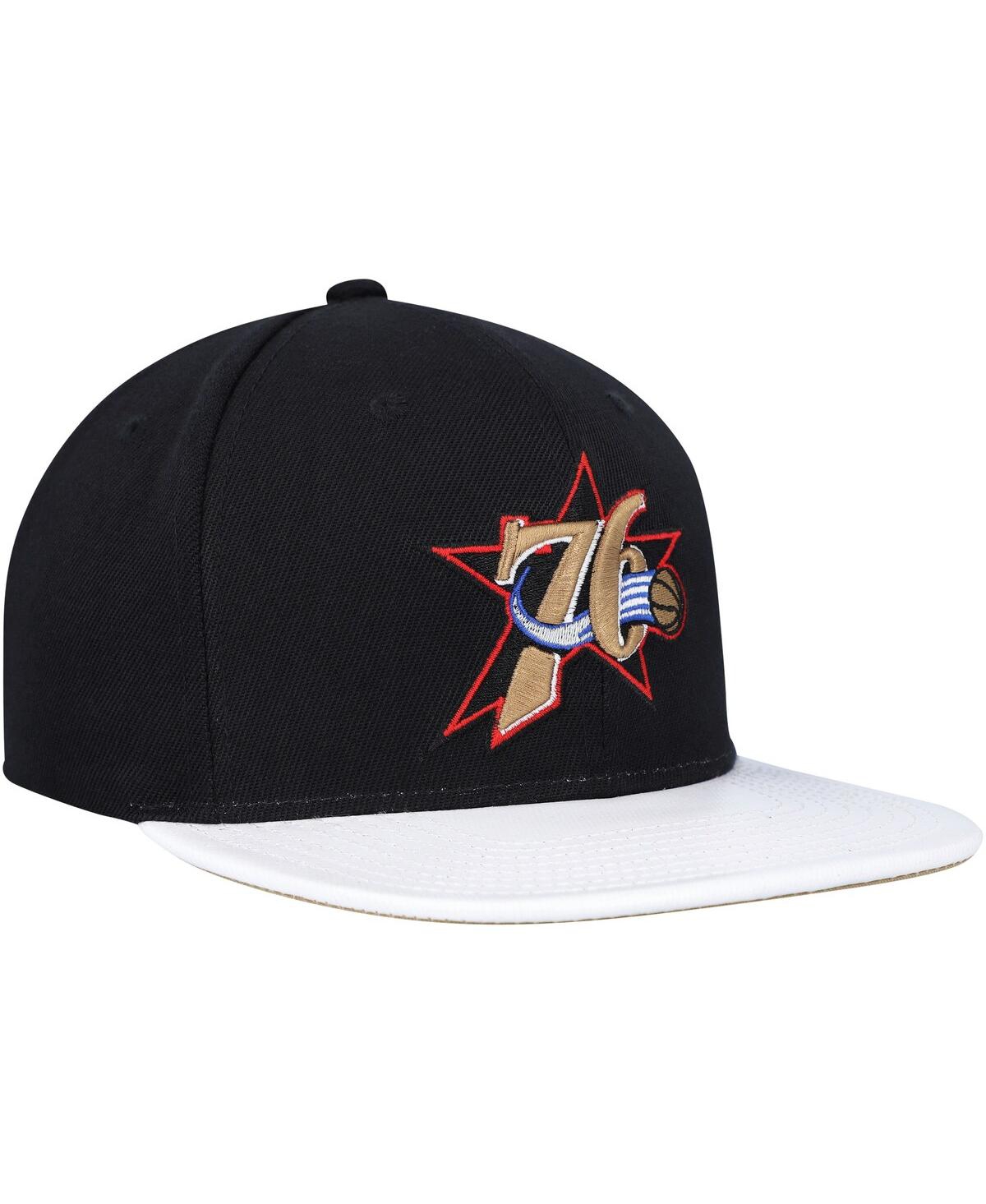 Men's Mitchell & Ness White Philadelphia 76ers Hardwood ClassicsWear Away VisorSnapback Hat - White