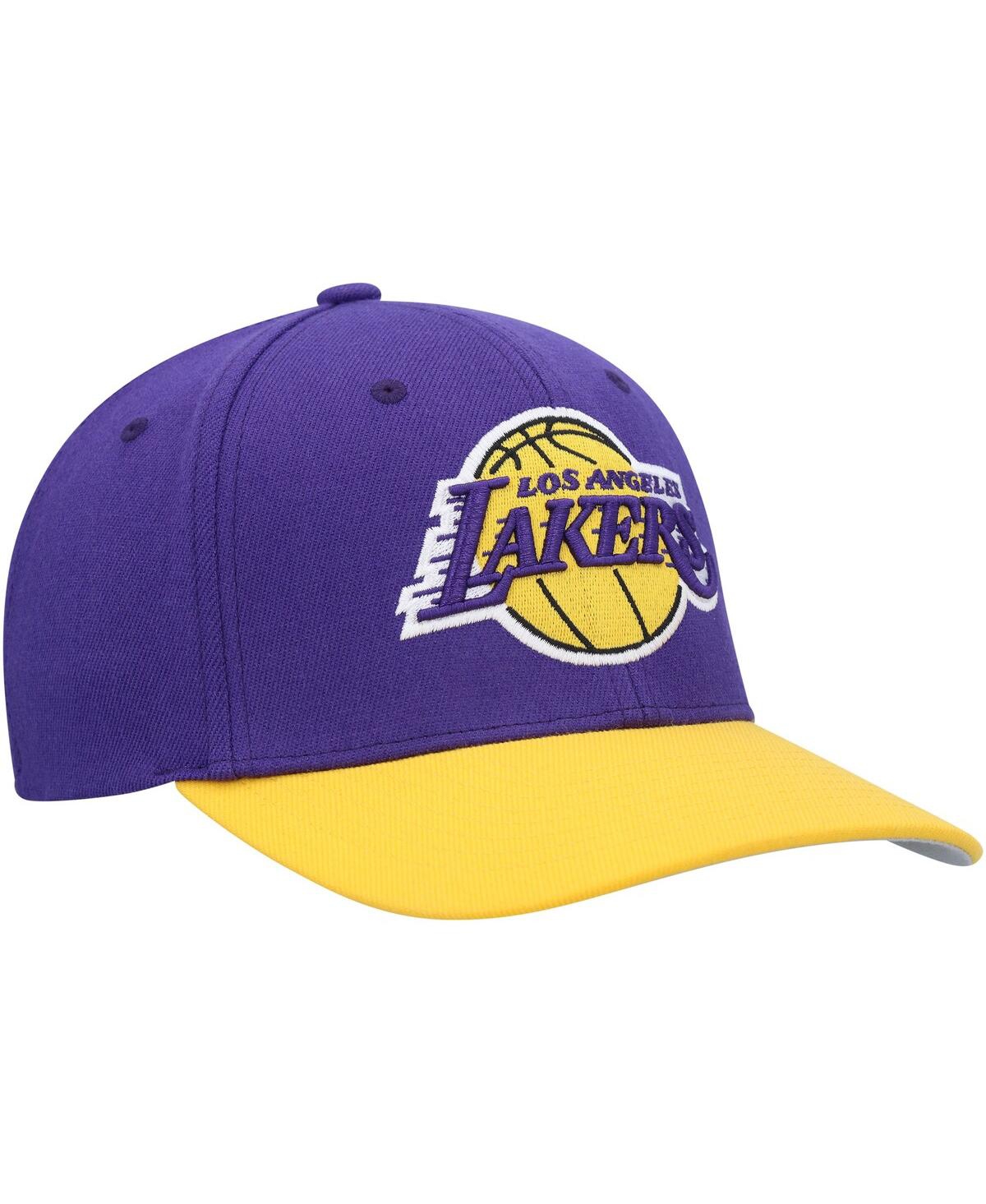 Shop Mitchell & Ness Men's  Purple, Gold Los Angeles Lakers Mvp Team Two-tone 2.0 Stretch-snapback Hat In Purple,gold