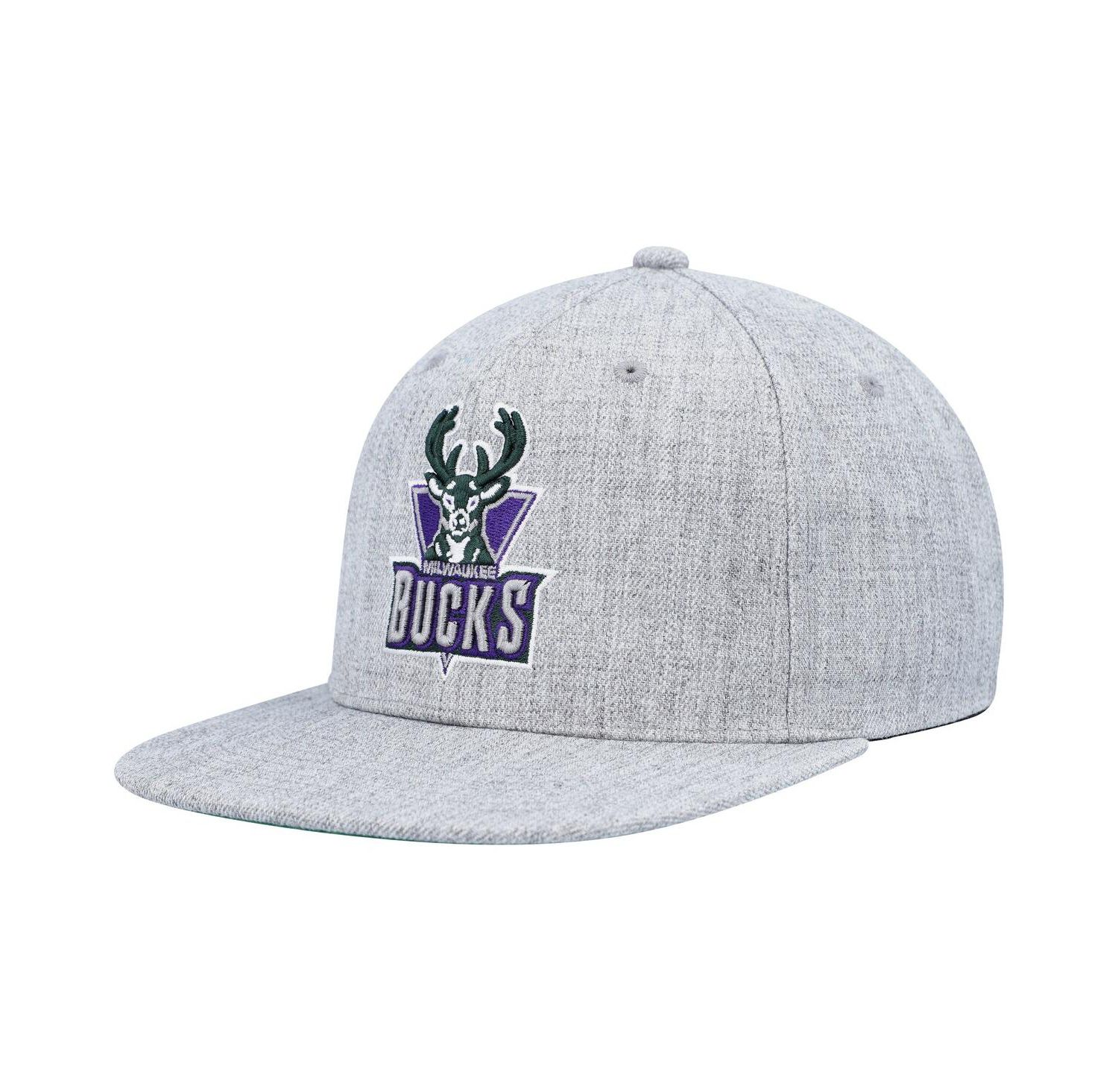 Men's Heather Gray Milwaukee Bucks Hardwood Classics 2.0 Snapback Hat