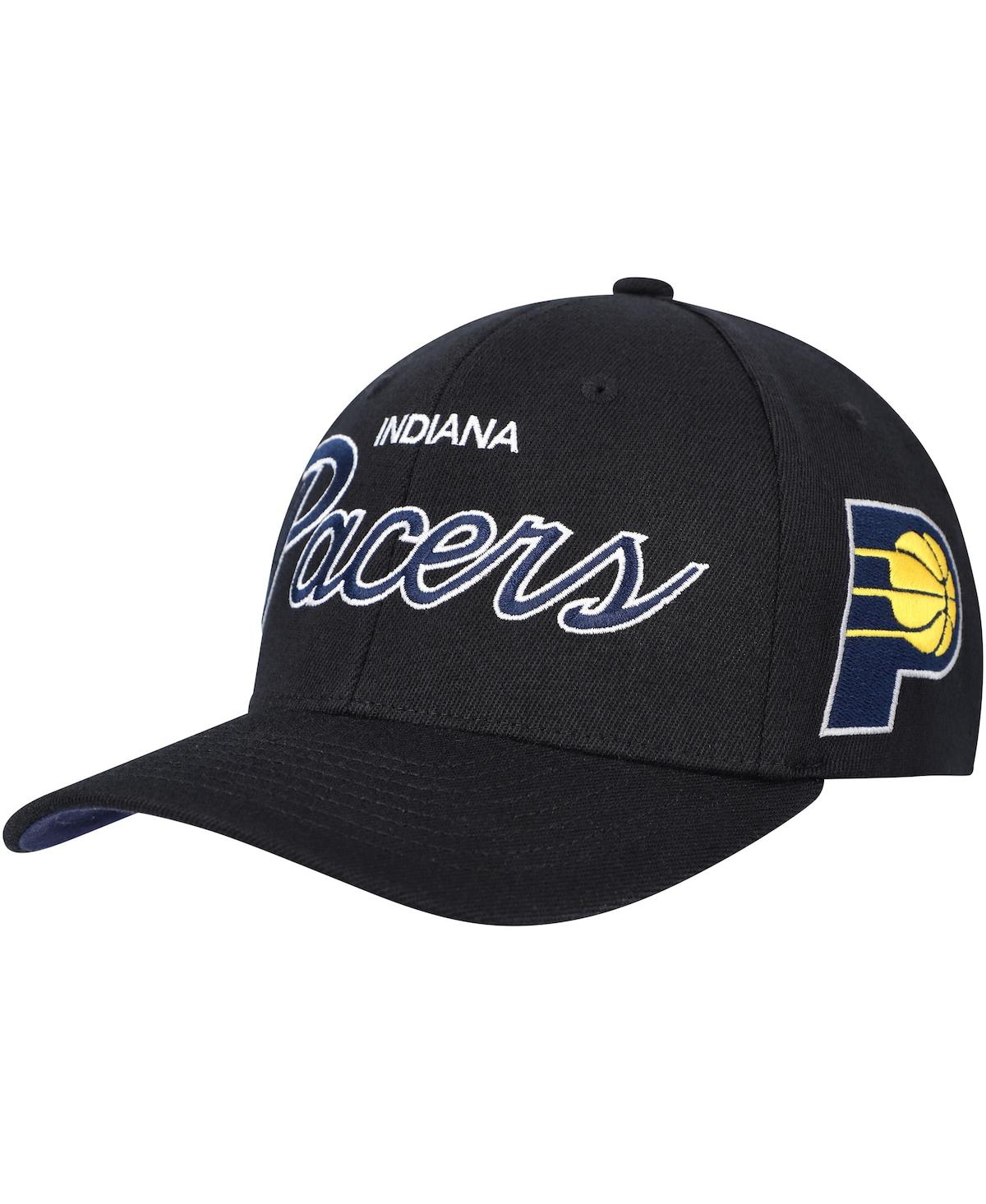 Mitchell & Ness Men's  Black Indiana Pacers Hardwood Classics Mvp Team Script 2.0 Snapback Hat In Black