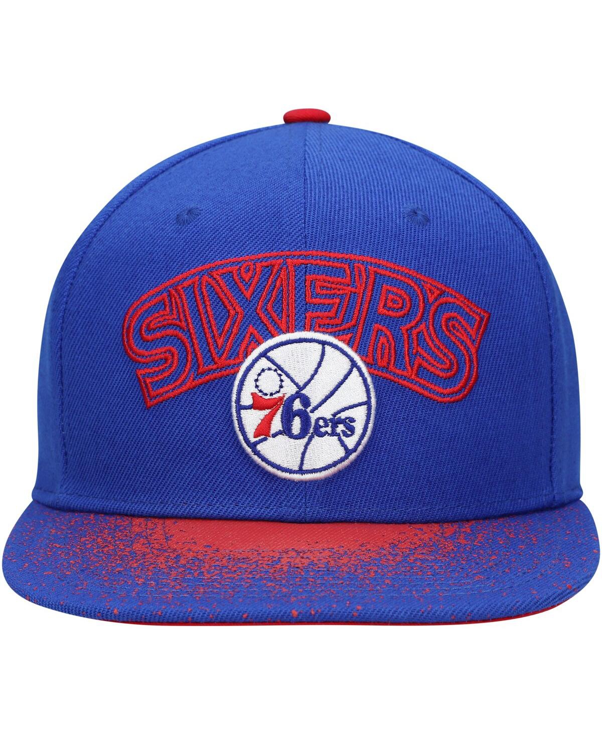 Mitchell & Ness Men's  Blue Philadelphia 76ers Hardwood Classics Energy Re-take Speckle Brim Snapback In Blue