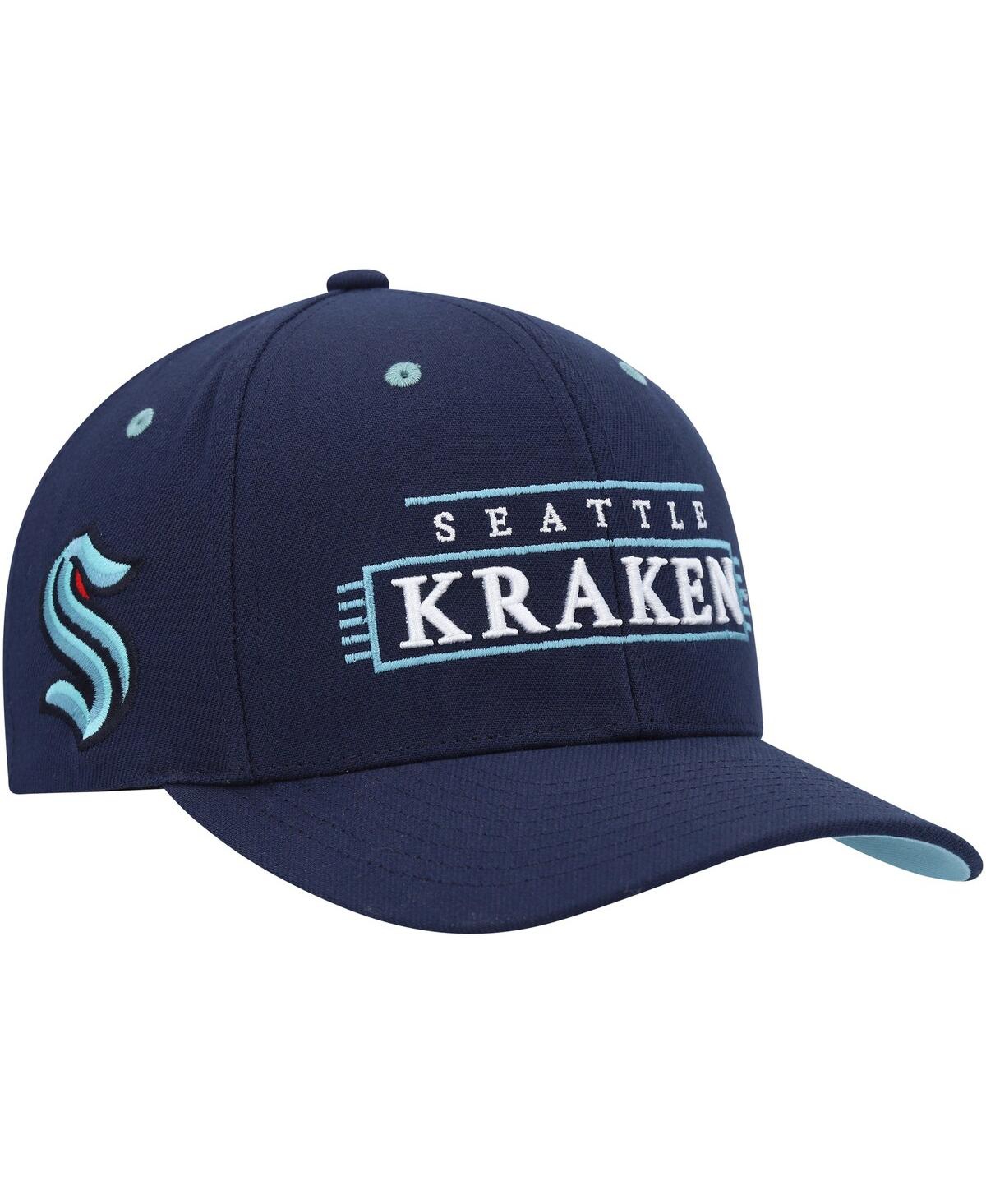 Shop Mitchell & Ness Men's  Deep Sea Blue Seattle Kraken Lofi Pro Snapback Hat