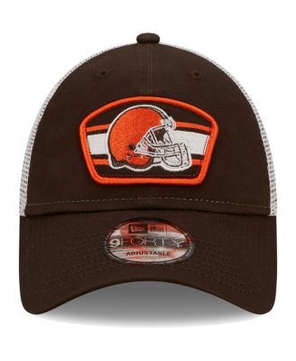 Men's Brown, White Cleveland Browns Logo Patch Trucker 9FORTY Snapback Hat