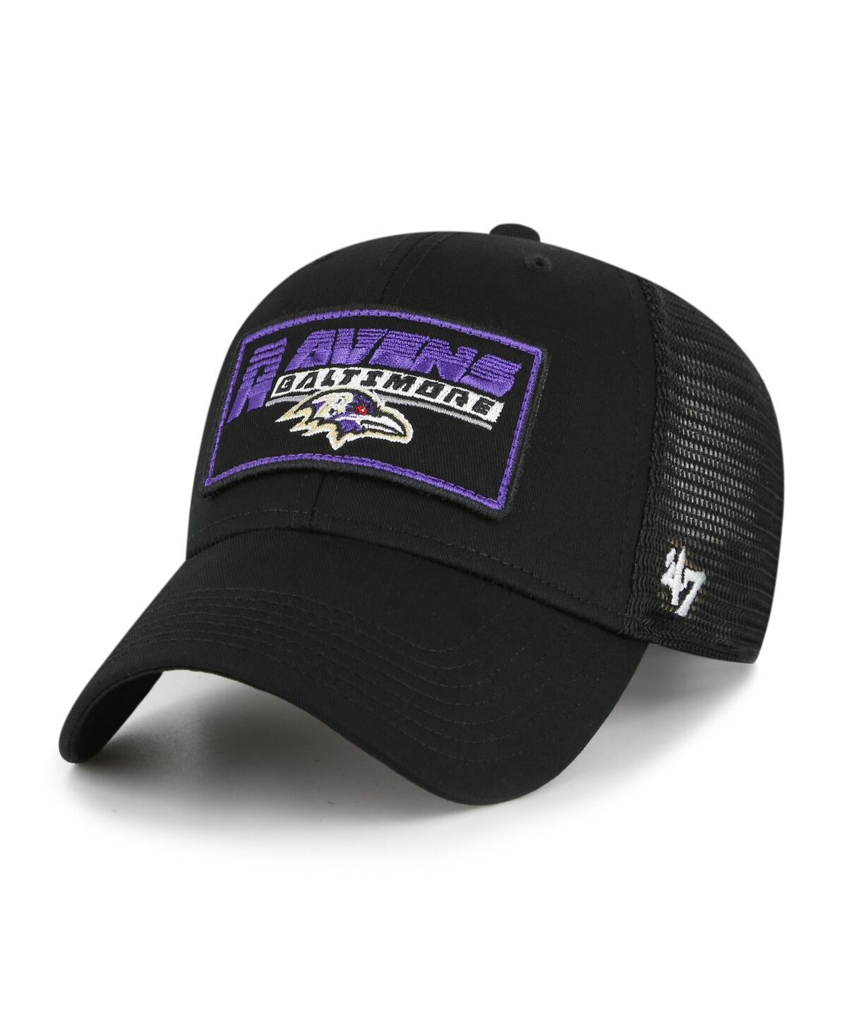 47 Brand Kids' Big Boys And Girls ' Black Baltimore Ravens Levee Mvp Trucker Adjustable Hat