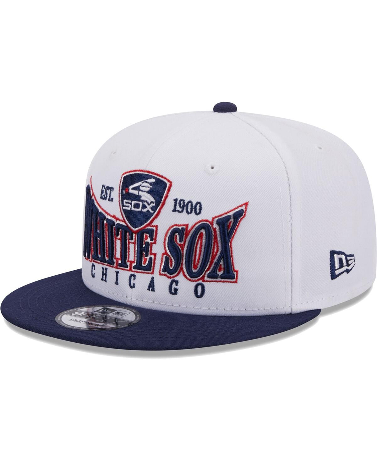 New Era Men's  White, Navy Chicago White Sox Crest 9fifty Snapback Hat In White,navy